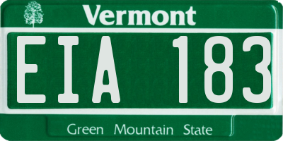 VT license plate EIA183