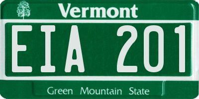VT license plate EIA201