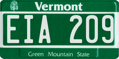 VT license plate EIA209