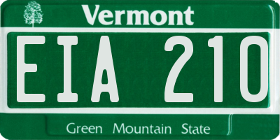 VT license plate EIA210