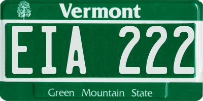 VT license plate EIA222