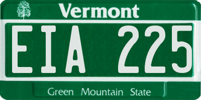 VT license plate EIA225