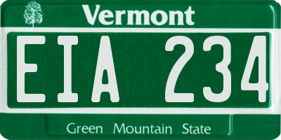 VT license plate EIA234