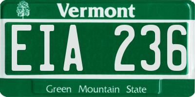 VT license plate EIA236