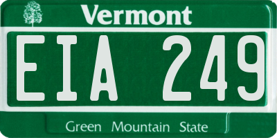 VT license plate EIA249