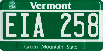VT license plate EIA258