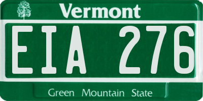 VT license plate EIA276