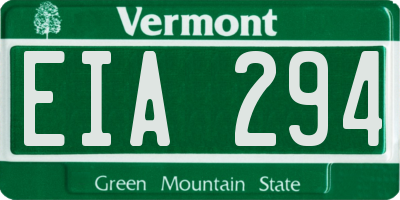VT license plate EIA294