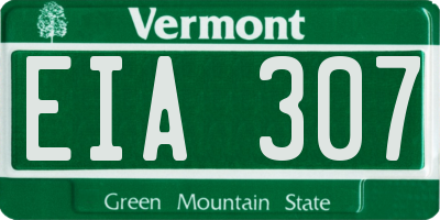 VT license plate EIA307