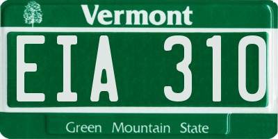 VT license plate EIA310