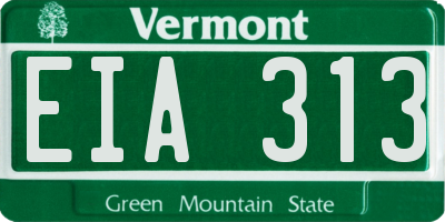 VT license plate EIA313