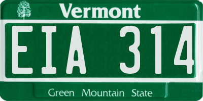 VT license plate EIA314