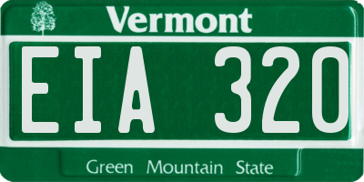VT license plate EIA320