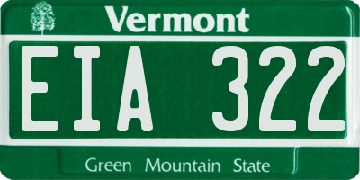 VT license plate EIA322