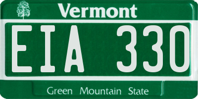VT license plate EIA330