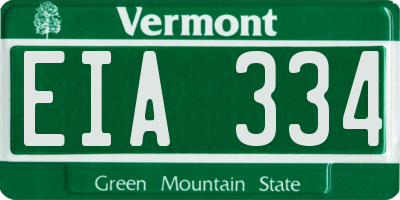 VT license plate EIA334