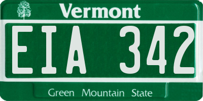 VT license plate EIA342