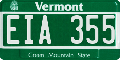 VT license plate EIA355