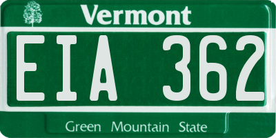 VT license plate EIA362
