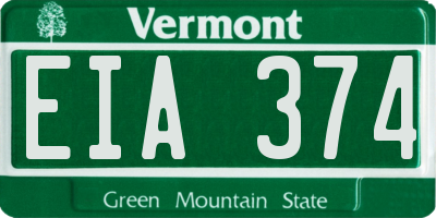 VT license plate EIA374
