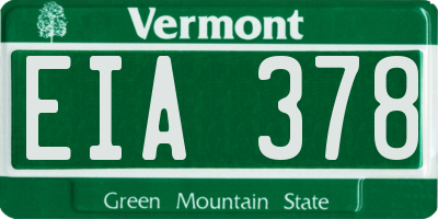 VT license plate EIA378