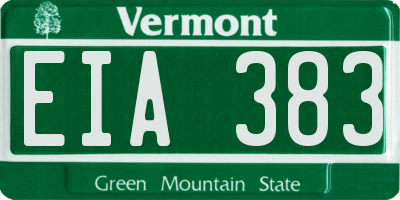 VT license plate EIA383
