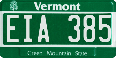 VT license plate EIA385