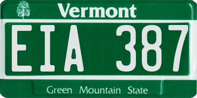 VT license plate EIA387