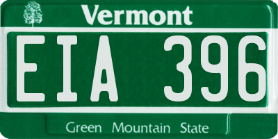 VT license plate EIA396