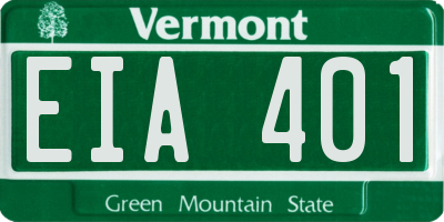 VT license plate EIA401
