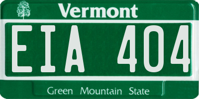 VT license plate EIA404
