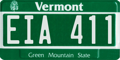 VT license plate EIA411