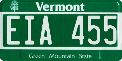 VT license plate EIA455