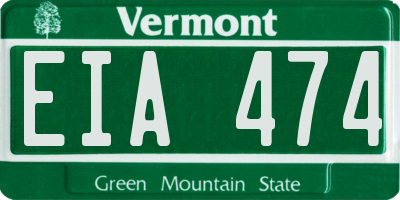 VT license plate EIA474