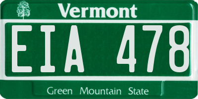 VT license plate EIA478