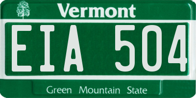 VT license plate EIA504