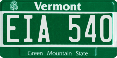 VT license plate EIA540
