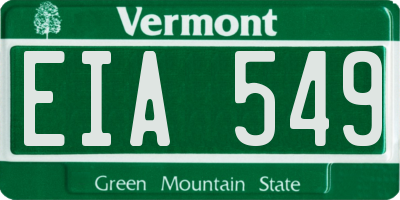 VT license plate EIA549