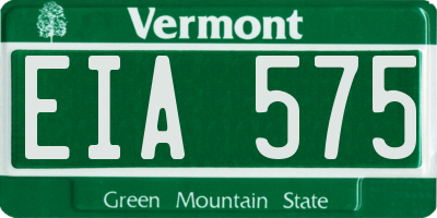 VT license plate EIA575