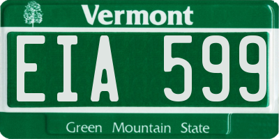 VT license plate EIA599