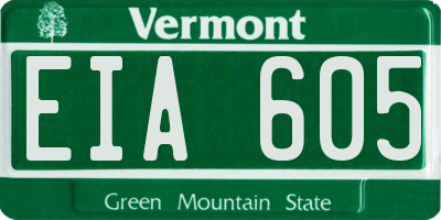 VT license plate EIA605