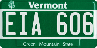 VT license plate EIA606