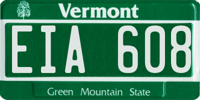 VT license plate EIA608