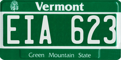 VT license plate EIA623