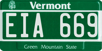 VT license plate EIA669