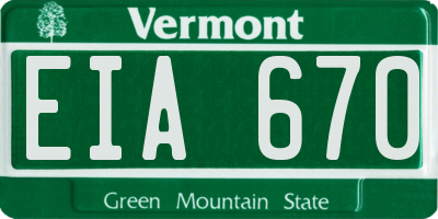 VT license plate EIA670