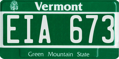VT license plate EIA673