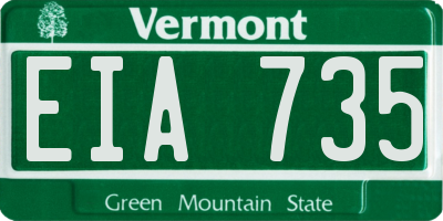 VT license plate EIA735
