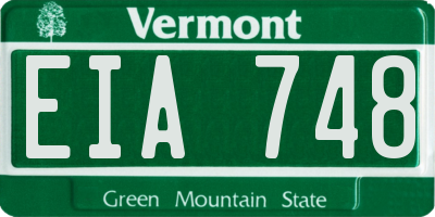 VT license plate EIA748