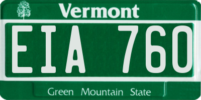 VT license plate EIA760